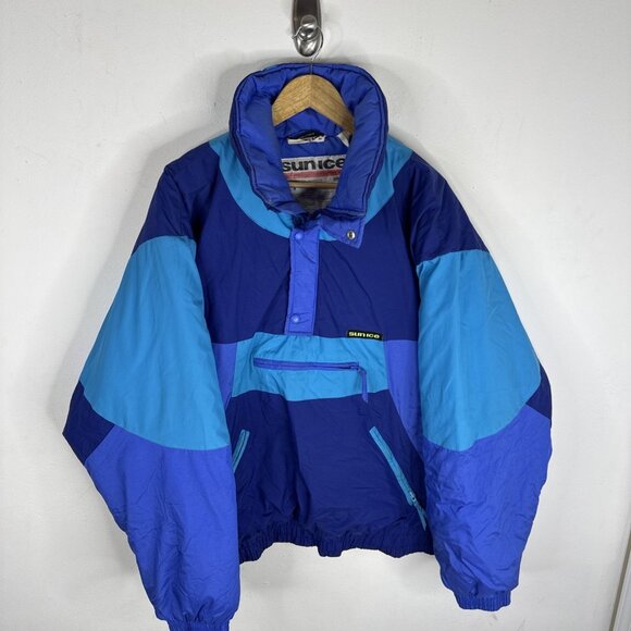 Vintage 80s Sun Ice Supreme II Blue Ski Anorak Pullover Jacket L Retro Canada - Picture 1 of 8